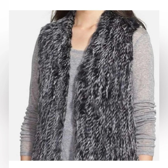 QUINN Rabbit Fur Vest Cardigan Nordstrom - Picture 2 of 7